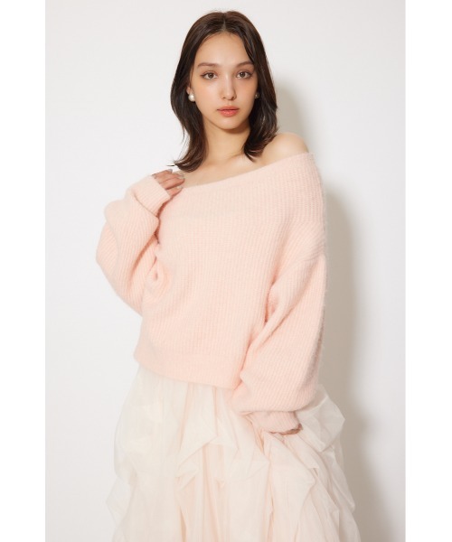 rienda(リエンダ)の「オフショルニットトップス 秋服 冬服(ニット/セーター・レディース・ホワイト/レッド/ピンク/グレー・FREE)」の5枚目の写真