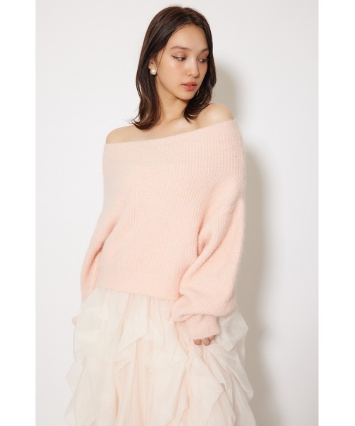 rienda(リエンダ)の「オフショルニットトップス 秋服 冬服(ニット/セーター・レディース・ホワイト/レッド/ピンク/グレー・FREE)」の6枚目の写真