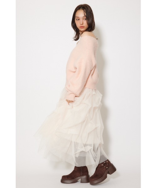 rienda(リエンダ)の「オフショルニットトップス 秋服 冬服(ニット/セーター・レディース・ホワイト/レッド/ピンク/グレー・FREE)」の9枚目の写真