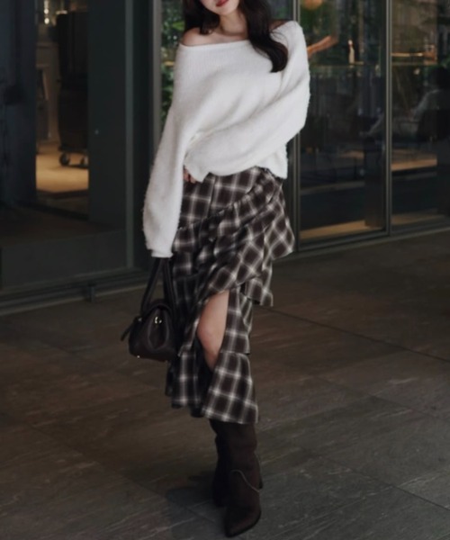 2025AW】オフショルニットトップス 秋服 冬服（ニット/セーター