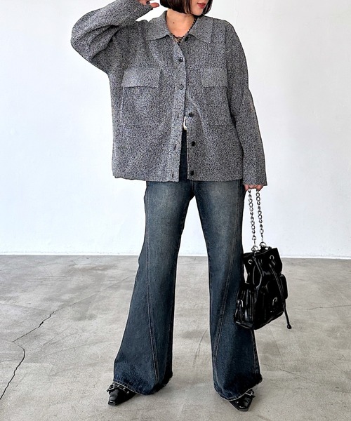 PAGEBOY(ページボーイ)の「メランジニットブルゾン(ブルゾン・レディース・ブラック/オフホワイト/ブルー・FREE)」の15枚目の写真