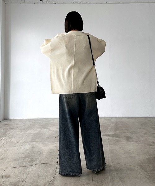 PAGEBOY(ページボーイ)の「メランジニットブルゾン(ブルゾン・レディース・ブラック/オフホワイト/ブルー・FREE)」の6枚目の写真