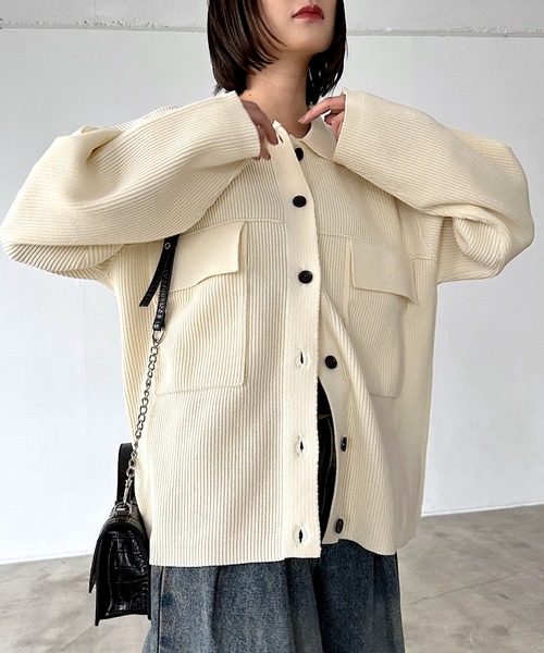 PAGEBOY(ページボーイ)の「メランジニットブルゾン(ブルゾン・レディース・ブラック/オフホワイト/ブルー・FREE)」の8枚目の写真