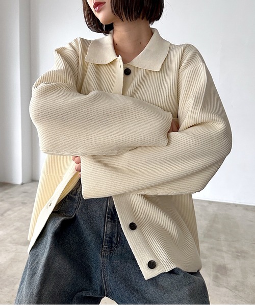 PAGEBOY(ページボーイ)の「メランジニットブルゾン(ブルゾン・レディース・ブラック/オフホワイト/ブルー・FREE)」の9枚目の写真