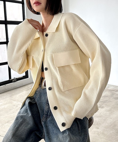 PAGEBOY(ページボーイ)の「メランジニットブルゾン(ブルゾン・レディース・ブラック/オフホワイト/ブルー・FREE)」の10枚目の写真