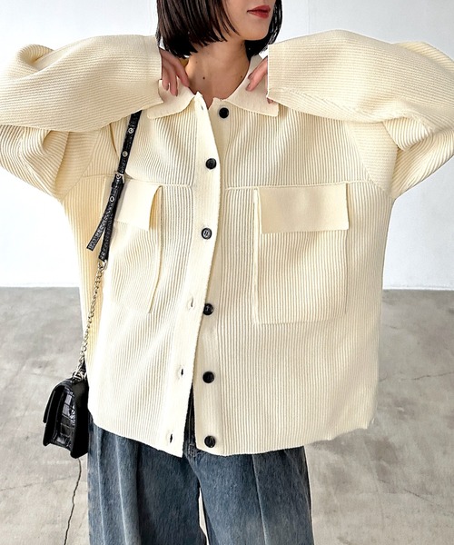 PAGEBOY(ページボーイ)の「メランジニットブルゾン(ブルゾン・レディース・ブラック/オフホワイト/ブルー・FREE)」の13枚目の写真