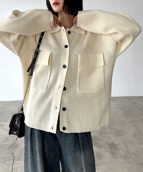 PAGEBOY(ページボーイ)の「メランジニットブルゾン(ブルゾン・レディース・ブラック/オフホワイト/ブルー・FREE)」の14枚目の写真