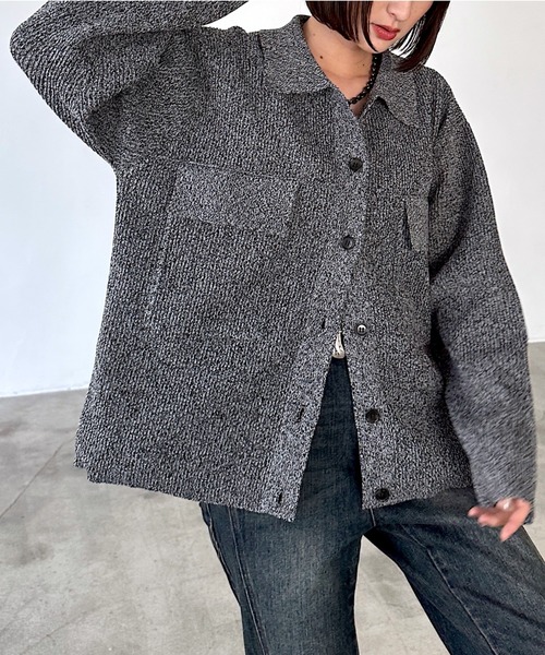 PAGEBOY(ページボーイ)の「メランジニットブルゾン(ブルゾン・レディース・ブラック/オフホワイト/ブルー・FREE)」の19枚目の写真