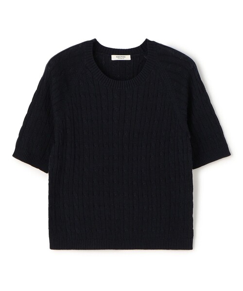 MACPHEE（マカフィー）の「ギザケーブル ハーフスリーブプルオーバー（ニット/セーター・レディース・ブラック系その他/パープル/ネイビー/イエロー/レッド/ホワイト・S）」の4枚目の写真