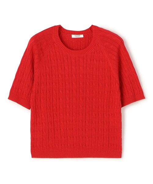 MACPHEE（マカフィー）の「ギザケーブル ハーフスリーブプルオーバー（ニット/セーター・レディース・ブラック系その他/パープル/ネイビー/イエロー/レッド/ホワイト・S）」の6枚目の写真