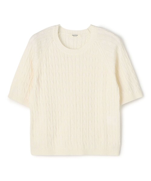 MACPHEE（マカフィー）の「ギザケーブル ハーフスリーブプルオーバー（ニット/セーター・レディース・ブラック系その他/パープル/ネイビー/イエロー/レッド/ホワイト・S）」の2枚目の写真