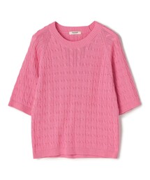 新品未使用　タグ付き　トゥモローランドピンク 五分袖ニット セール】TOMORROWLAND Tricot ウールラミー クルーネックプルオーバー