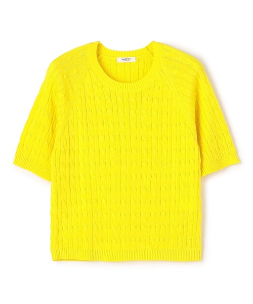 MACPHEE（マカフィー）の「ギザケーブル ハーフスリーブプルオーバー（ニット/セーター・レディース・ブラック系その他/パープル/ネイビー/イエロー/レッド/ホワイト・S）」の5枚目の写真