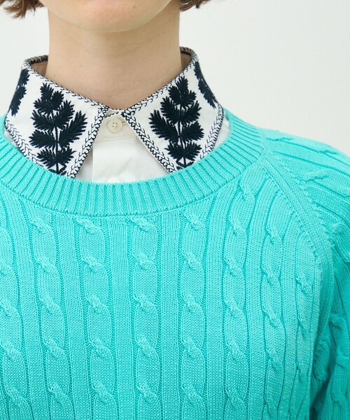 MACPHEE（マカフィー）の「ギザケーブル ハーフスリーブプルオーバー（ニット/セーター・レディース・ブラック系その他/パープル/ネイビー/イエロー/レッド/ホワイト・S）」の11枚目の写真