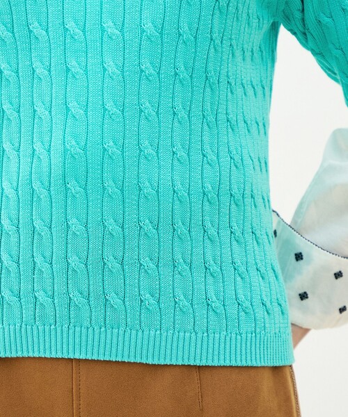 MACPHEE（マカフィー）の「ギザケーブル ハーフスリーブプルオーバー（ニット/セーター・レディース・ブラック系その他/パープル/ネイビー/イエロー/レッド/ホワイト・S）」の13枚目の写真