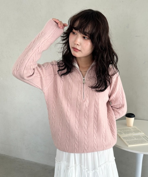 美品 GREENCLUBS スヌーピー ハーフジップ ニット ピンク 美品