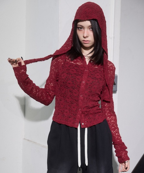 ENVYM（アンビー）の「フロント釦レーストップス（Tシャツ/カットソー・レディース・ブラック/ブラウン/ボルドー・FREE）」の20枚目の写真