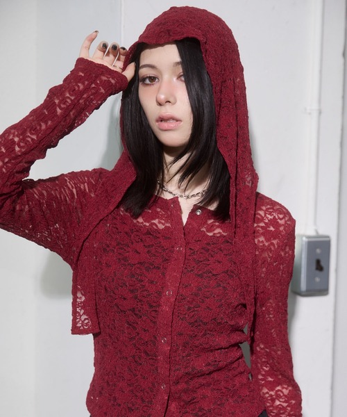 ENVYM（アンビー）の「フロント釦レーストップス（Tシャツ/カットソー・レディース・ブラック/ブラウン/ボルドー・FREE）」の22枚目の写真