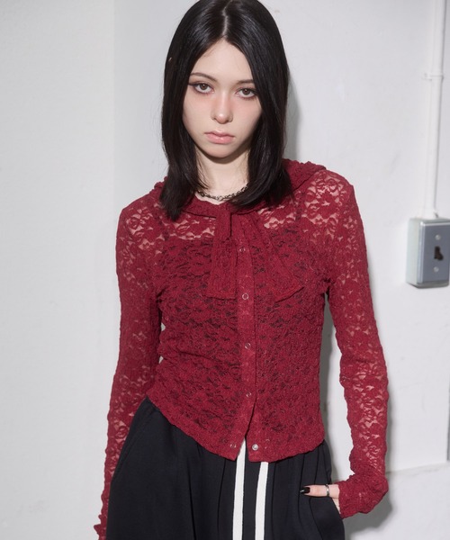 ENVYM（アンビー）の「フロント釦レーストップス（Tシャツ/カットソー・レディース・ブラック/ブラウン/ボルドー・FREE）」の17枚目の写真