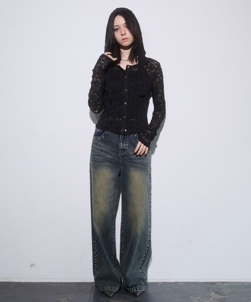 ENVYM（アンビー）の「フロント釦レーストップス（Tシャツ/カットソー・レディース・ブラック/ブラウン/ボルドー・FREE）」の13枚目の写真