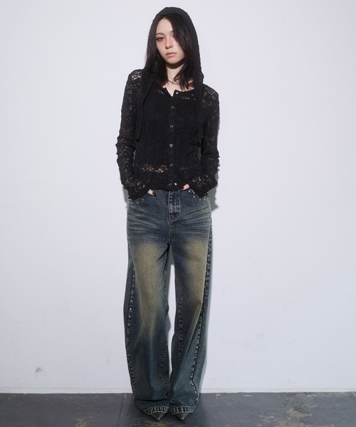 ENVYM（アンビー）の「フロント釦レーストップス（Tシャツ/カットソー・レディース・ブラック/ブラウン/ボルドー・FREE）」の14枚目の写真