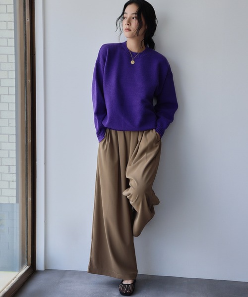 ELFRANK(エルフランク)の「【低身長サイズあり】タックワイドイージーパンツ【洗える】(その他パンツ・レディース・オフホワイト/ブラック/モカ・S/M)」の5枚目の写真