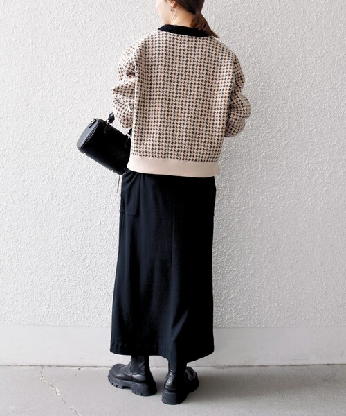 SHIPS any:〈手洗い可能〉モールヤーン クルーネック 千鳥柄