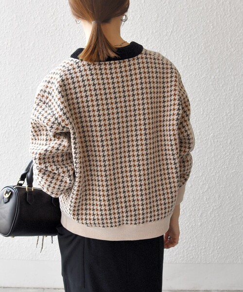 SHIPS any:〈手洗い可能〉モールヤーン クルーネック 千鳥柄