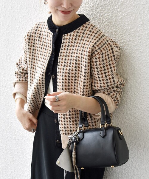 SHIPS any:〈手洗い可能〉モールヤーン クルーネック 千鳥柄