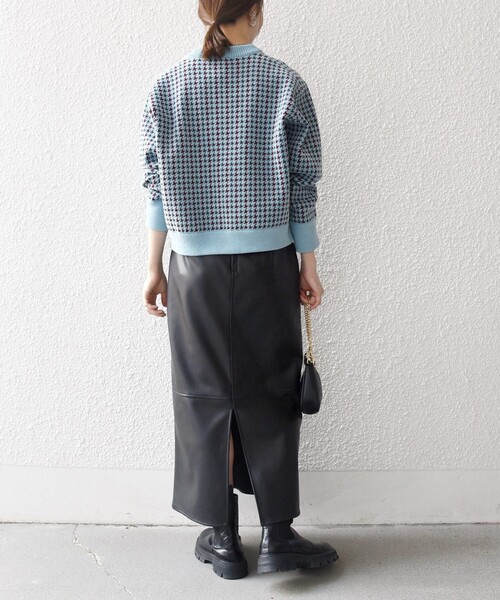 SHIPS any:〈手洗い可能〉モールヤーン クルーネック 千鳥柄