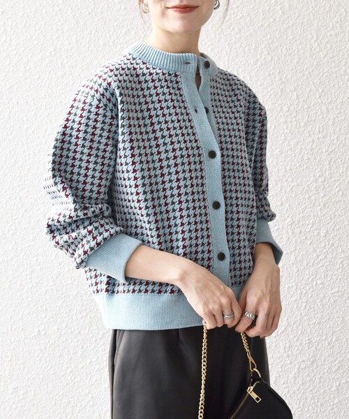 SHIPS any:〈手洗い可能〉モールヤーン クルーネック 千鳥柄