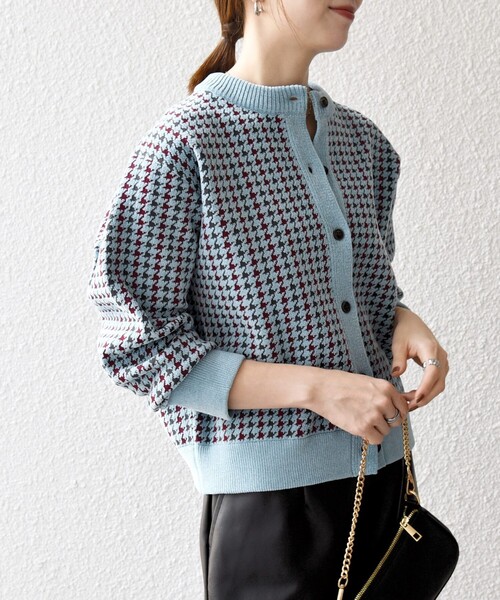 SHIPS any:〈手洗い可能〉モールヤーン クルーネック 千鳥柄