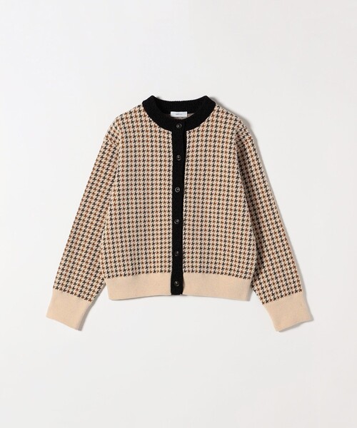 SHIPS anyモールヤーン クルーネック 千鳥柄 カーディガン SHIPS any:〈手洗い可能〉モールヤーン クルーネック 千鳥柄