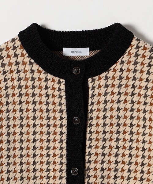 SHIPS any:〈手洗い可能〉モールヤーン クルーネック 千鳥柄