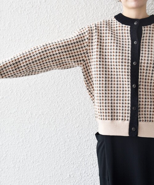 SHIPS any:〈手洗い可能〉モールヤーン クルーネック 千鳥柄