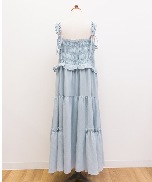 CLETTEオリジナルフリルデザインシャーリングキャミワンピース