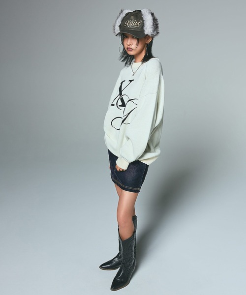 X-girl（エックスガール）の「EMBOSSED LOGO PATCH EARFLAP CAP（キャップ・レディース・ブラック/ブラウン・ONE SIZE）」の7枚目の写真
