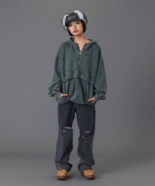 X-girl（エックスガール）の「EMBOSSED LOGO PATCH EARFLAP CAP（キャップ・レディース・ブラック/ブラウン・ONE SIZE）」の11枚目の写真