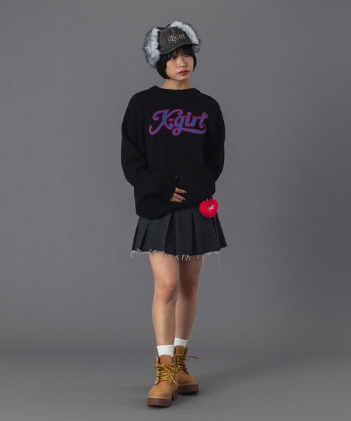X-girl（エックスガール）の「EMBOSSED LOGO PATCH EARFLAP CAP（キャップ・レディース・ブラック/ブラウン・ONE SIZE）」の13枚目の写真