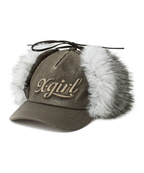X-girl（エックスガール）の「EMBOSSED LOGO PATCH EARFLAP CAP（キャップ・レディース・ブラック/ブラウン・ONE SIZE）」の14枚目の写真