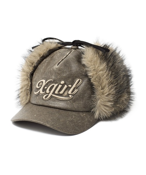 X-girl（エックスガール）の「EMBOSSED LOGO PATCH EARFLAP CAP（キャップ・レディース・ブラック/ブラウン・ONE SIZE）」の15枚目の写真