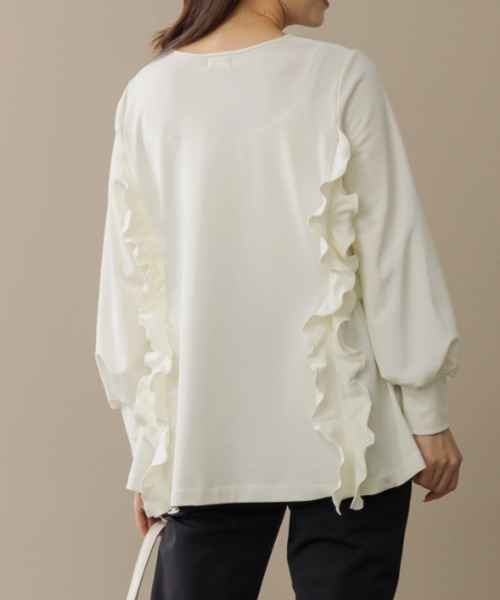 Sono(ソーノ)の「【SONO/ソーノ】【WARM STRETCH】サイドフリルチュニックプルオーバー(Tシャツ/カットソー・レディース・ホワイト/ブラック/ネイビー・F)」の6枚目の写真