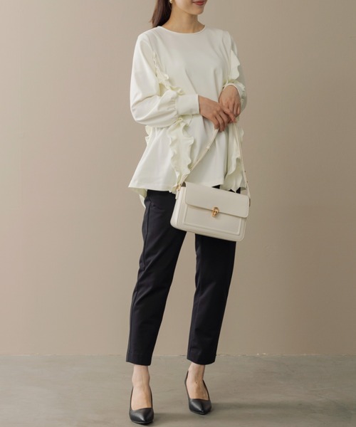 Sono(ソーノ)の「【SONO/ソーノ】【WARM STRETCH】サイドフリルチュニックプルオーバー(Tシャツ/カットソー・レディース・ホワイト/ブラック/ネイビー・F)」の8枚目の写真