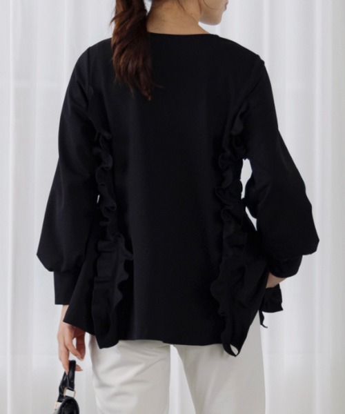 Sono(ソーノ)の「【SONO/ソーノ】【WARM STRETCH】サイドフリルチュニックプルオーバー(Tシャツ/カットソー・レディース・ホワイト/ブラック/ネイビー・F)」の10枚目の写真