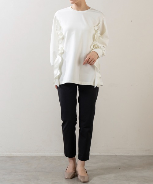 Sono(ソーノ)の「【SONO/ソーノ】【WARM STRETCH】サイドフリルチュニックプルオーバー(Tシャツ/カットソー・レディース・ホワイト/ブラック/ネイビー・F)」の13枚目の写真