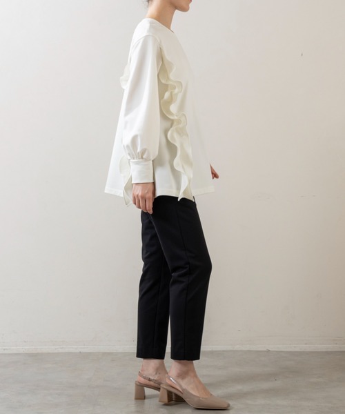 Sono(ソーノ)の「【SONO/ソーノ】【WARM STRETCH】サイドフリルチュニックプルオーバー(Tシャツ/カットソー・レディース・ホワイト/ブラック/ネイビー・F)」の14枚目の写真