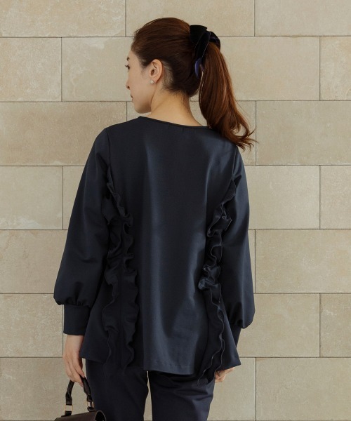 Sono(ソーノ)の「【SONO/ソーノ】【WARM STRETCH】サイドフリルチュニックプルオーバー(Tシャツ/カットソー・レディース・ホワイト/ブラック/ネイビー・F)」の21枚目の写真