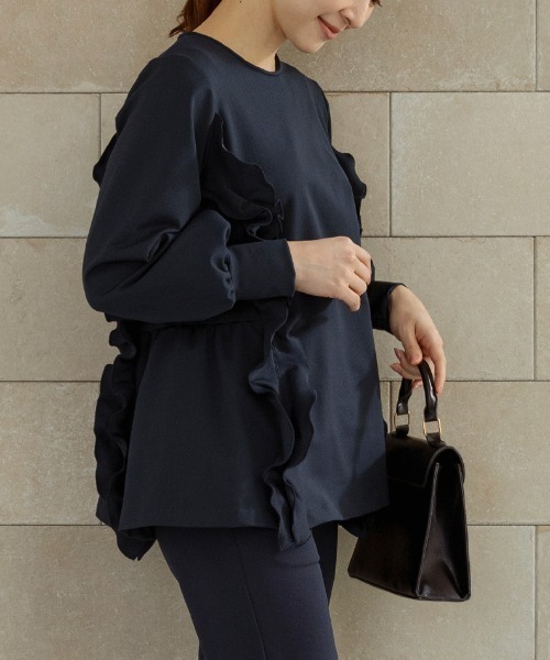 Sono(ソーノ)の「【SONO/ソーノ】【WARM STRETCH】サイドフリルチュニックプルオーバー(Tシャツ/カットソー・レディース・ホワイト/ブラック/ネイビー・F)」の22枚目の写真
