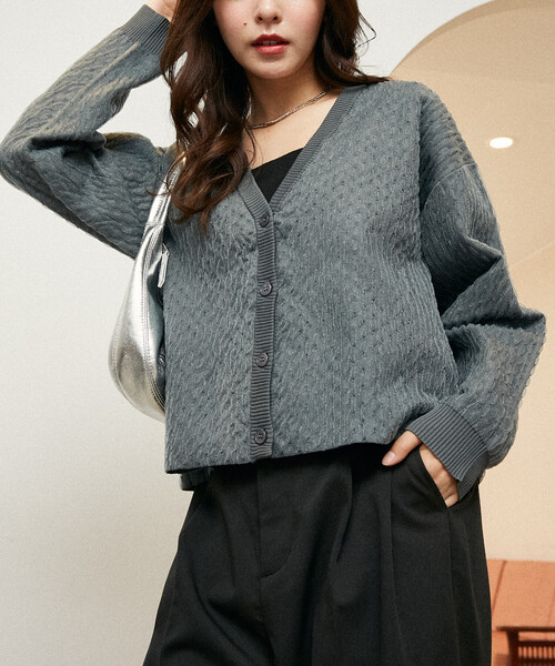 PUBLIC TOKYO ラメジャガードシアーニット 完売品 PUBLIC TOKYO（パブリックトウキョウ）の「【セットアップ対応】ラメ