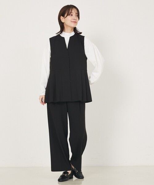 abahouse mavie（アバハウスマヴィ）の「【エニデイカセット】タック切り替えジレ/セミオケ/きれいめ/レイヤード/ベスト/シーズンレス（ベスト・レディース・ダークネイビー/ブラック/グレイッシュベージュ・36/38）」の6枚目の写真